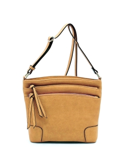 All-In-One Tassel Detailed Crossbody Bag/ Messenger Bag with Double-zipped front compartment WU059 MUSTARD